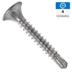 MAMUT - Tornillo Roscalata Cabeza Trompeta Metal 1/2 4.1 mm 4 Unidades