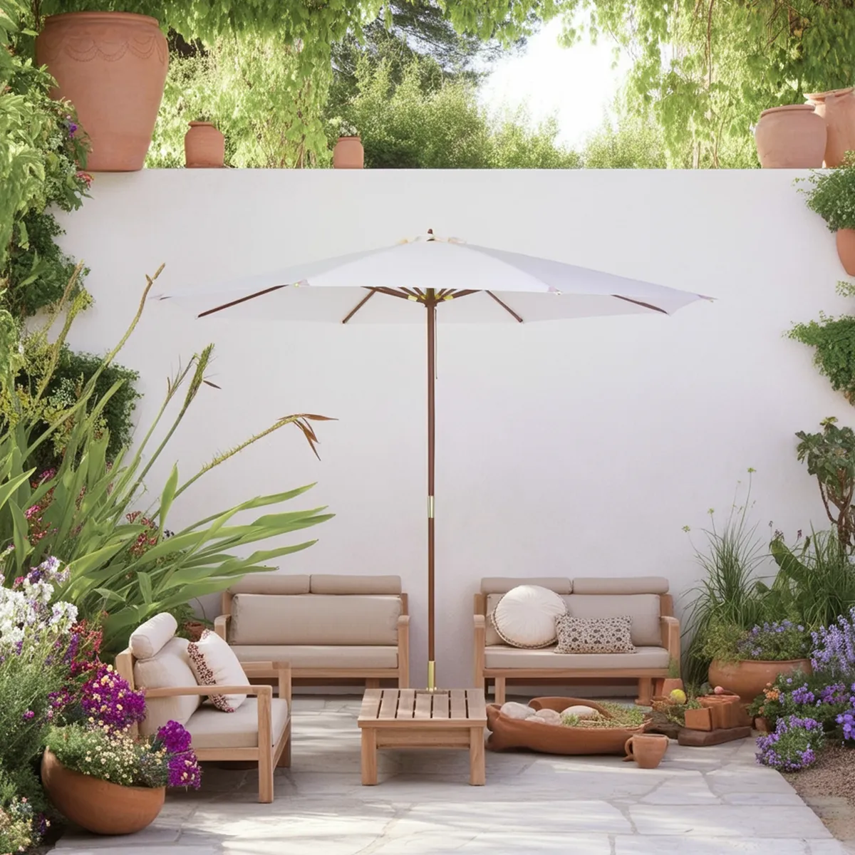 JUST HOME COLLECTION - Quitasol Madera 4x2.8 metros Blanco