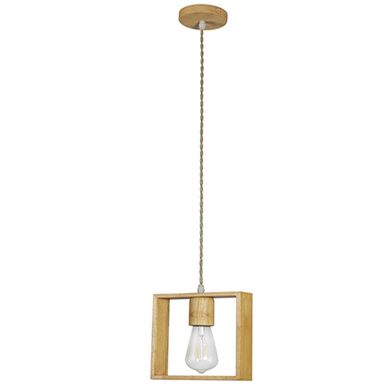 Lmpara Colgante Madera Decorativa Cuadrada E-27