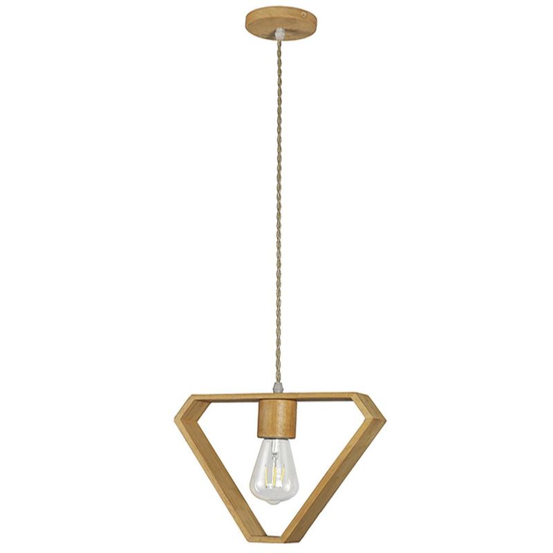 HB LEDS - Lámpara Colgante Madera Decorativa Triangular E-27