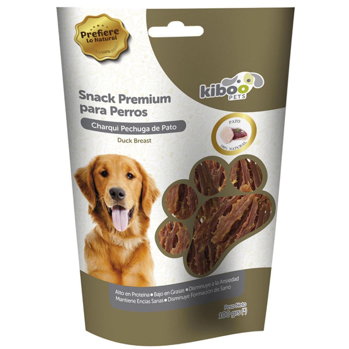 KIBOO PETS - Snack perro charqui pechuga de pato 100 gr