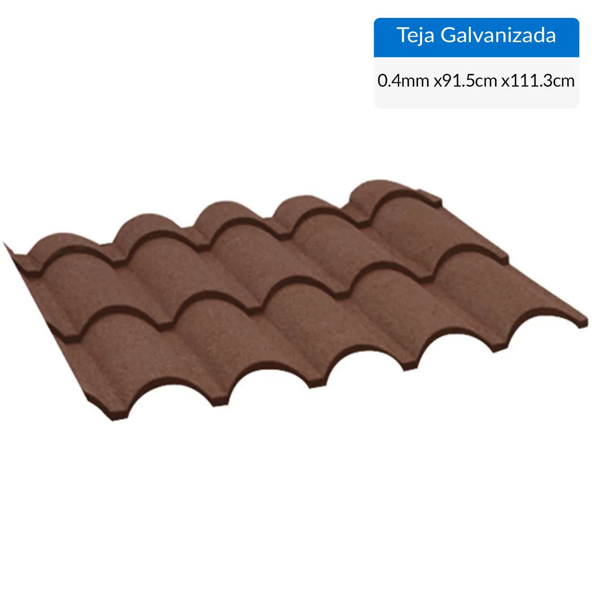 INPPA - Teja Gravillada Castellon Base Zinc Aluminio 111.3x91.5 cm 4 mm Rojo