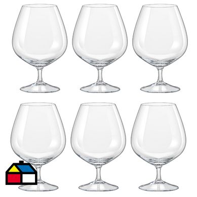 Set 6 copas cognac de vidrio 600 ml  transparente