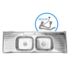 DOMSA - Lavaplatos Sobreponer 2 Cubeta(s) 150x15x50 cm Acero inoxidable