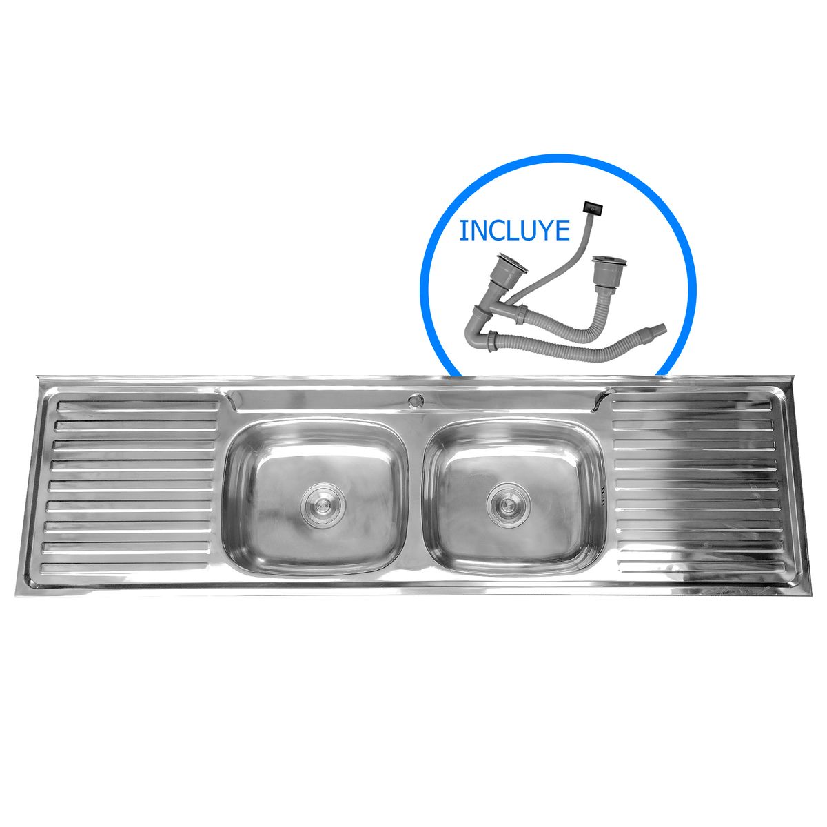 DOMSA - Lavaplatos Sobreponer 2 Cubeta(s) 180x15x50 cm Acero inoxidable