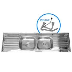 DOMSA - Lavaplatos Sobreponer 2 Cubeta(s) 180x15x50 cm Acero inoxidable