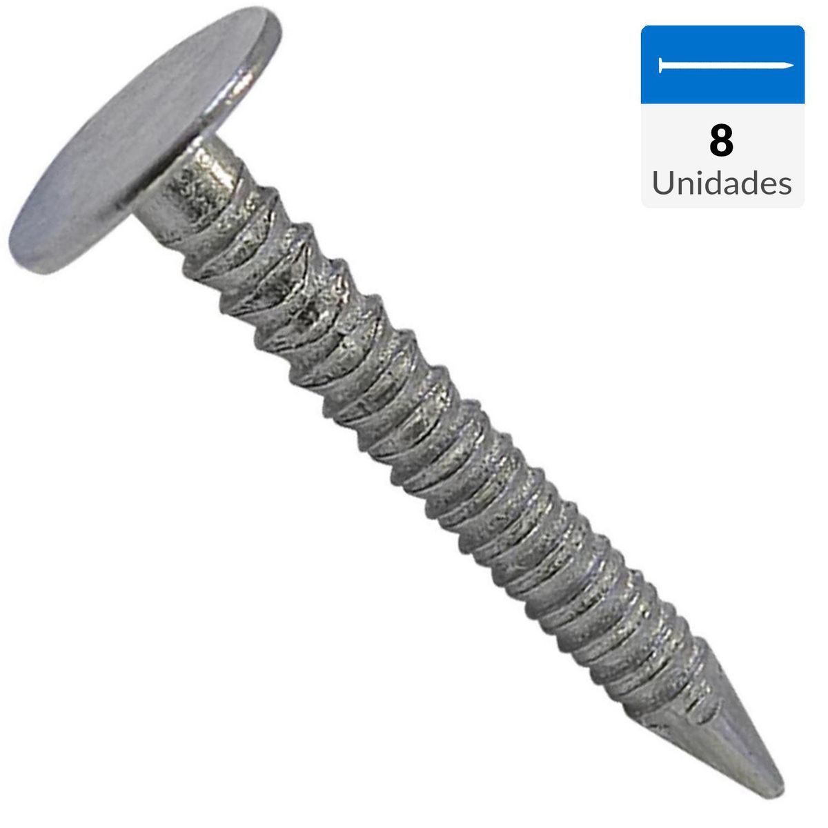 MAMUT - Clavo para teja asfaltica 2.7 x 1" zincado brillante 8 unid
