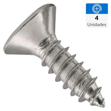 Tornillo para madera ranura phillips 3 x 3/8 color plata 4 unid