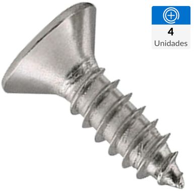 Tornillo para madera ranura phillips 3 x 5/16 color plata 4 unid