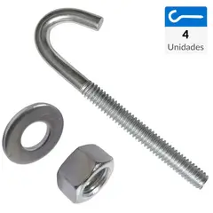 MAMUT - Gancho techo con tuerca 1/4x4 1/2" zinc 4un