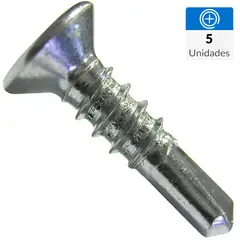 MAMUT - Tornillo Autoperforante Cabeza Plana Metal 25 mm 3.9 mm 5 Unidades
