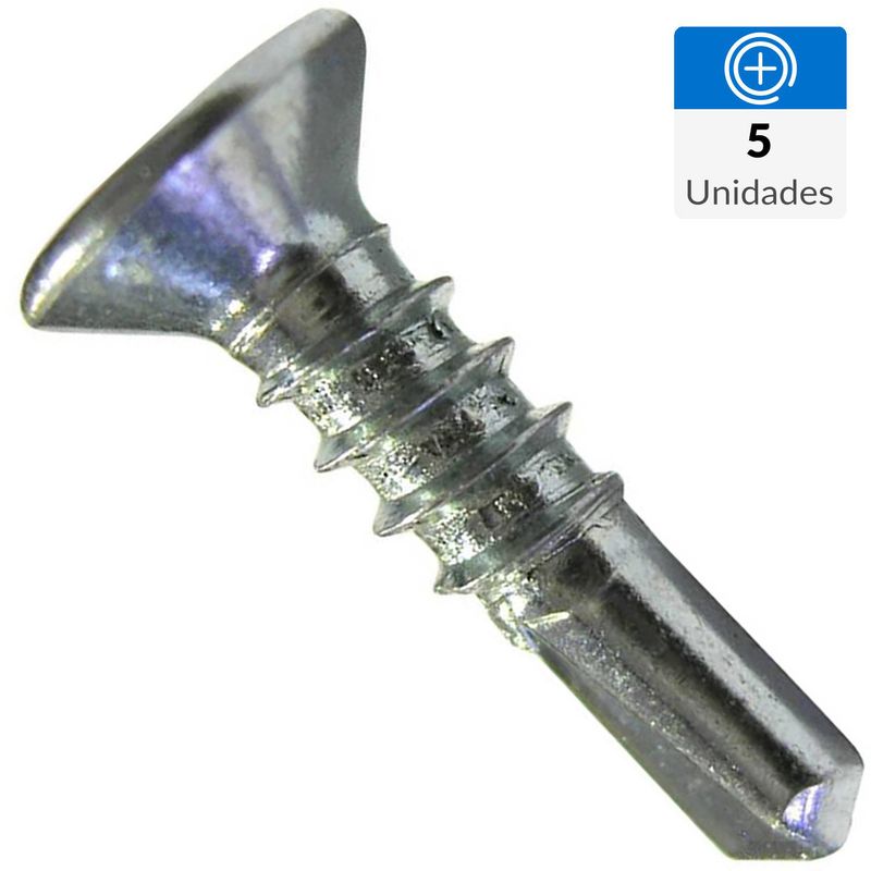 MAMUT - Tornillo Autoperforante Cabeza Plana Metal 13 mm 3.9 mm 5 Unidades