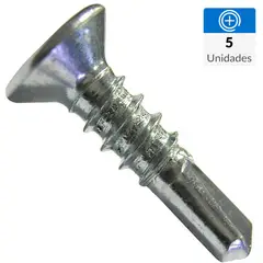 MAMUT - Tornillo Autoperforante Cabeza Plana Metal 16 mm 3.9 mm 5 Unidades