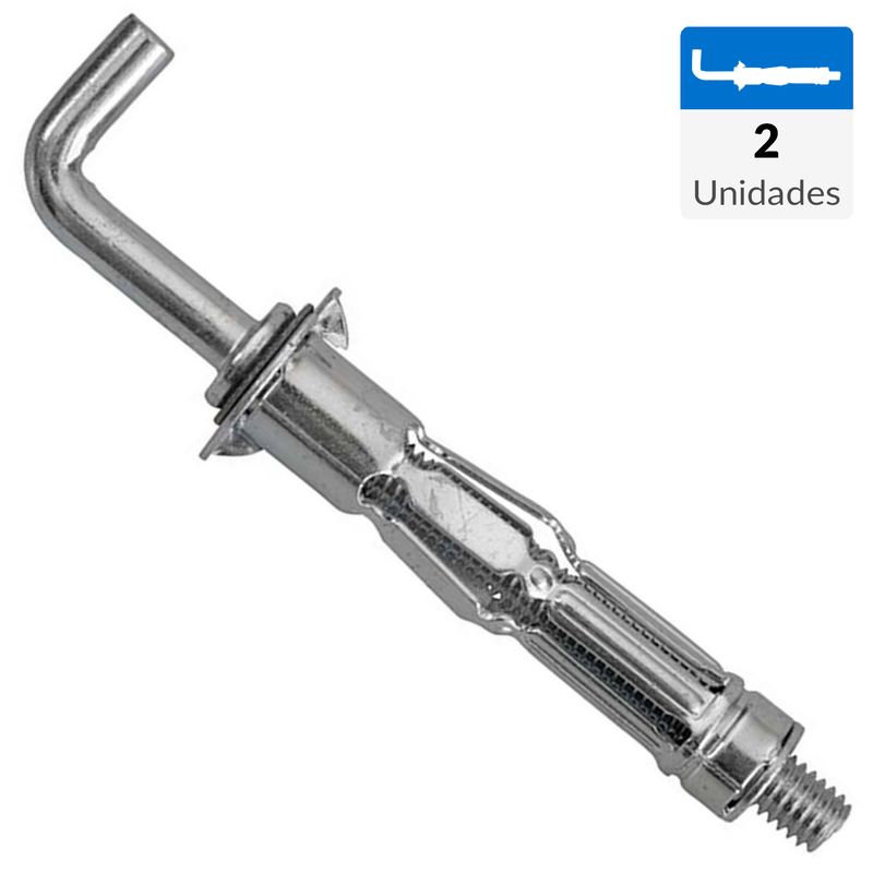 MAMUT - Anclaje pared hueca con gancho tipo "L" M4 x 40 mm zincado  2 unid