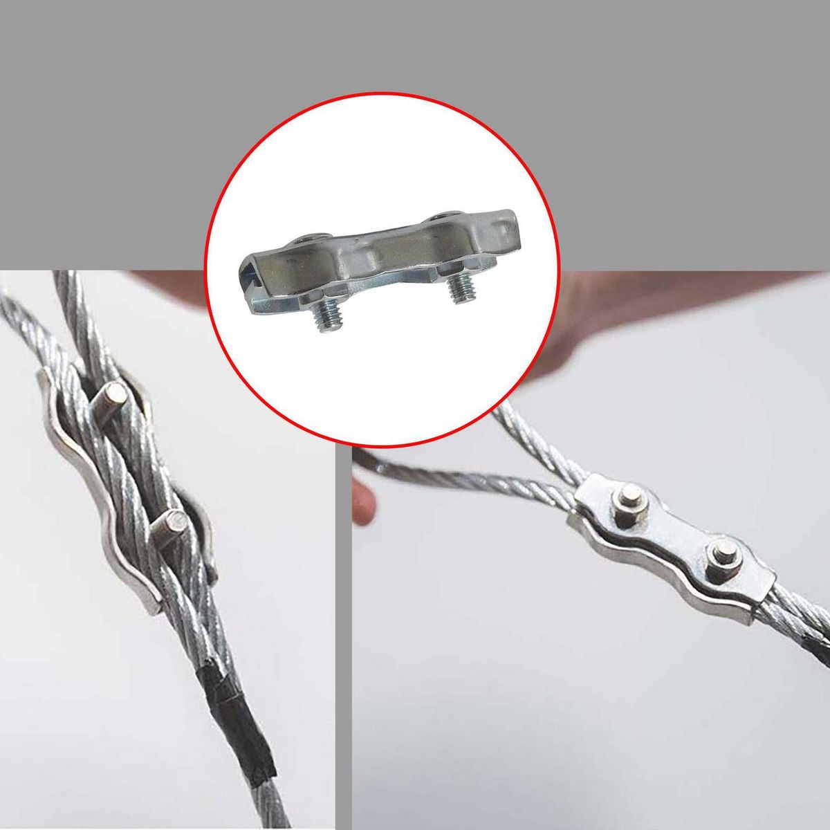 MAMUT - Abrazadera Unión Cable Duplex M6 X 60 Mm Zincado Pack 2 Unidades