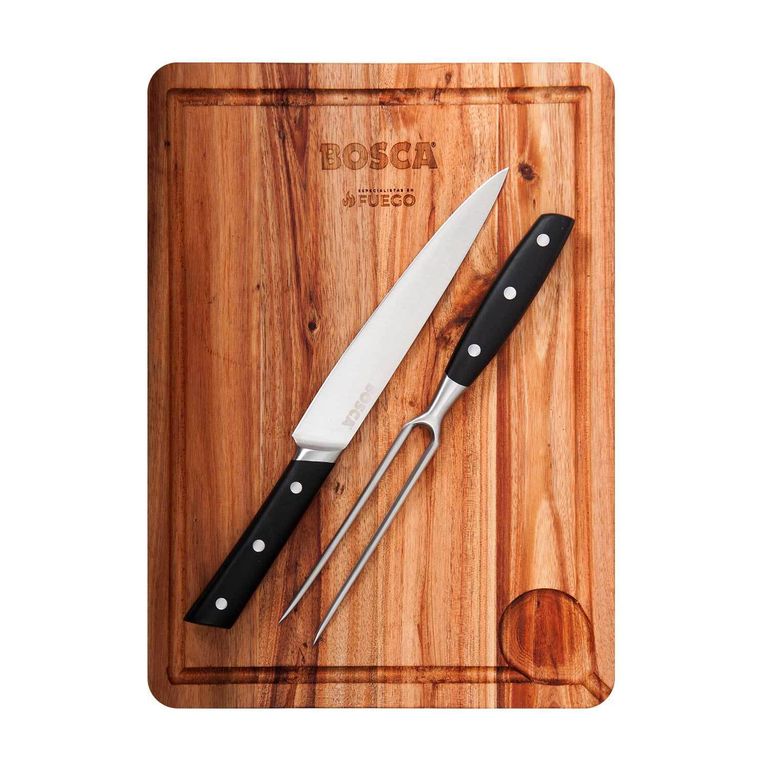 Set Tabla Para Asado Con Cuchillo Y Pincho Inoxidable