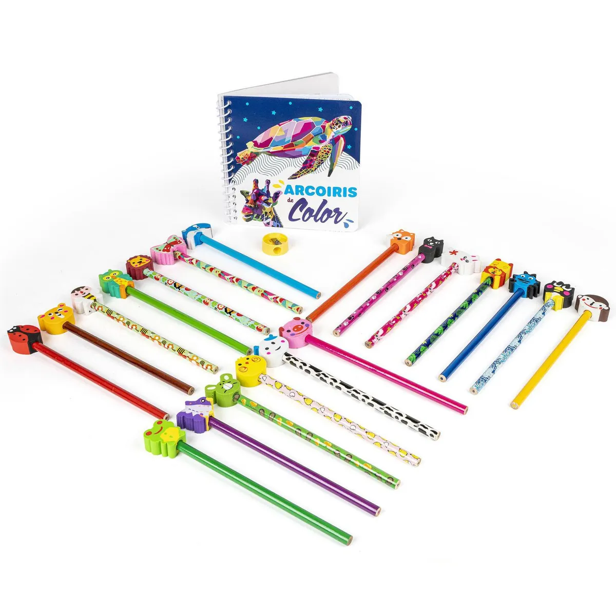 KOLOR - Set 20 lápices + libro de actividades + 20 gomas de Animales
