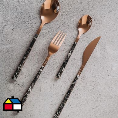 Set 4 cubiertos marmol negro