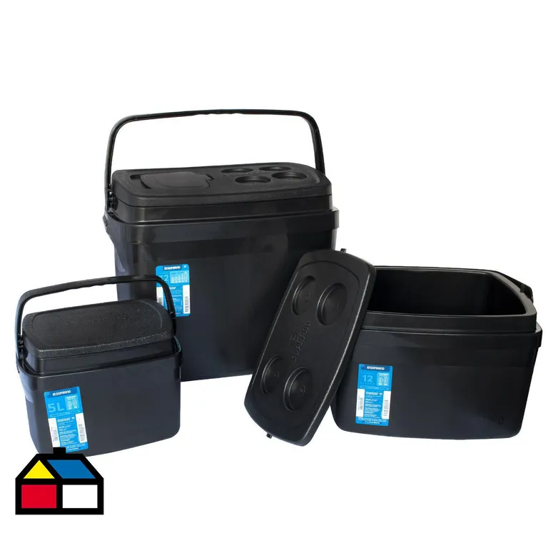 Set 3 Cooler 3, 12 y 5 l Negro | Sodimac Chile