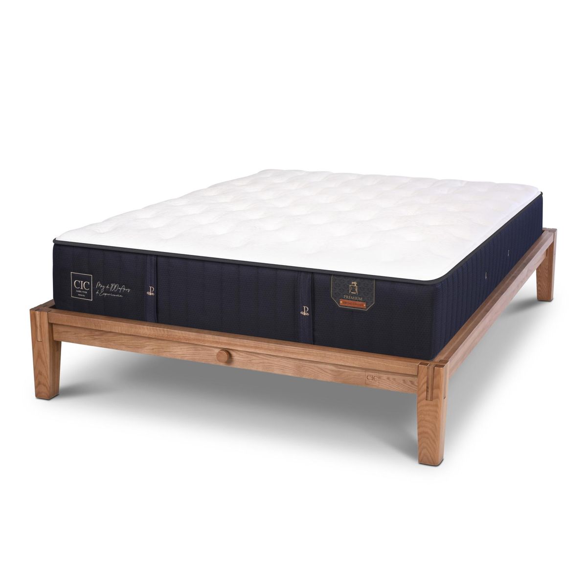 CIC - Cama 2 plazas Europea Oak Premium Azul