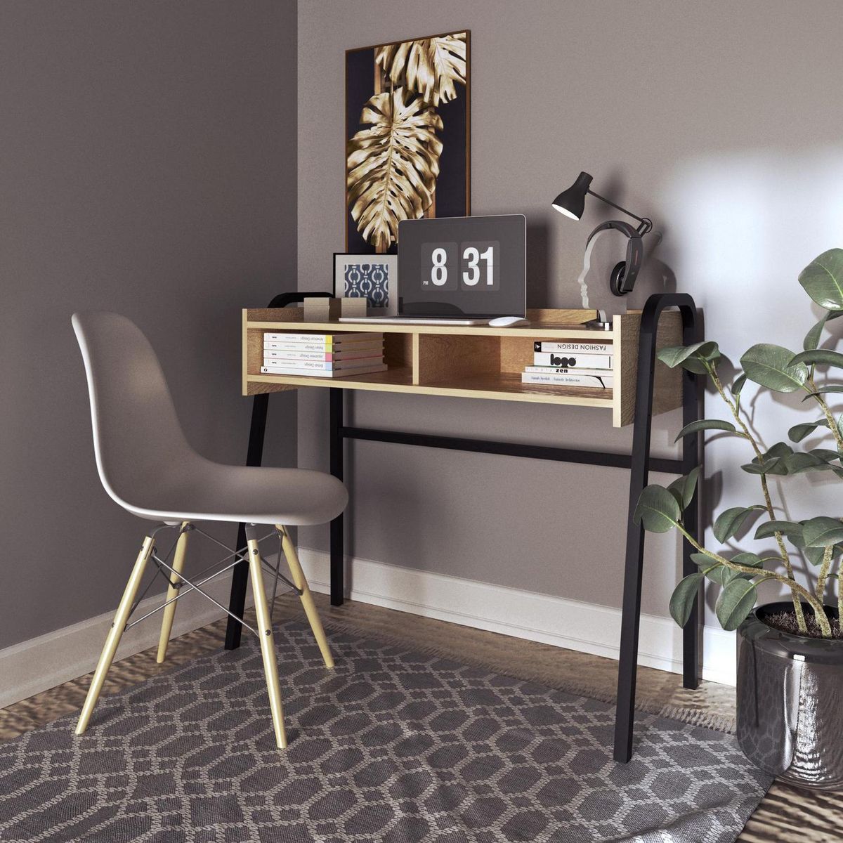 SILCOSIL - Escritorio Amsterdam 100x86x42 cm Madera - Negro