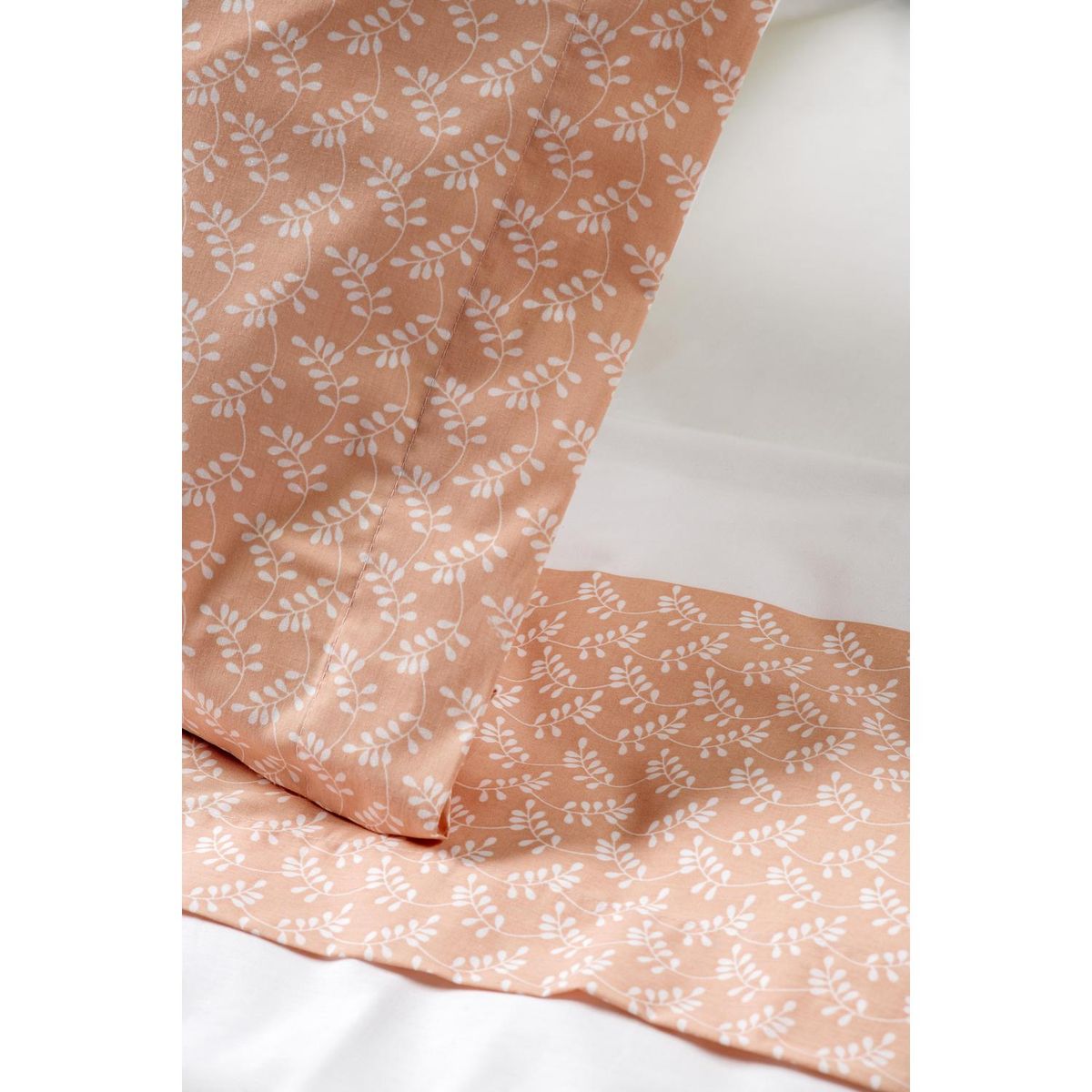 ROSEN - Sábana Guarda Hiedra 1.5 plazas 180 Hilos Blanco/ Naranjo