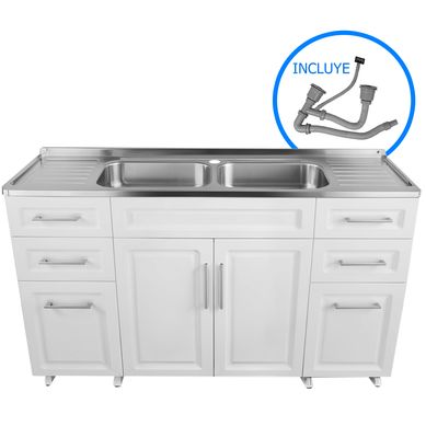 Kit mueble lavaplatos blanco 150x50x80 cm