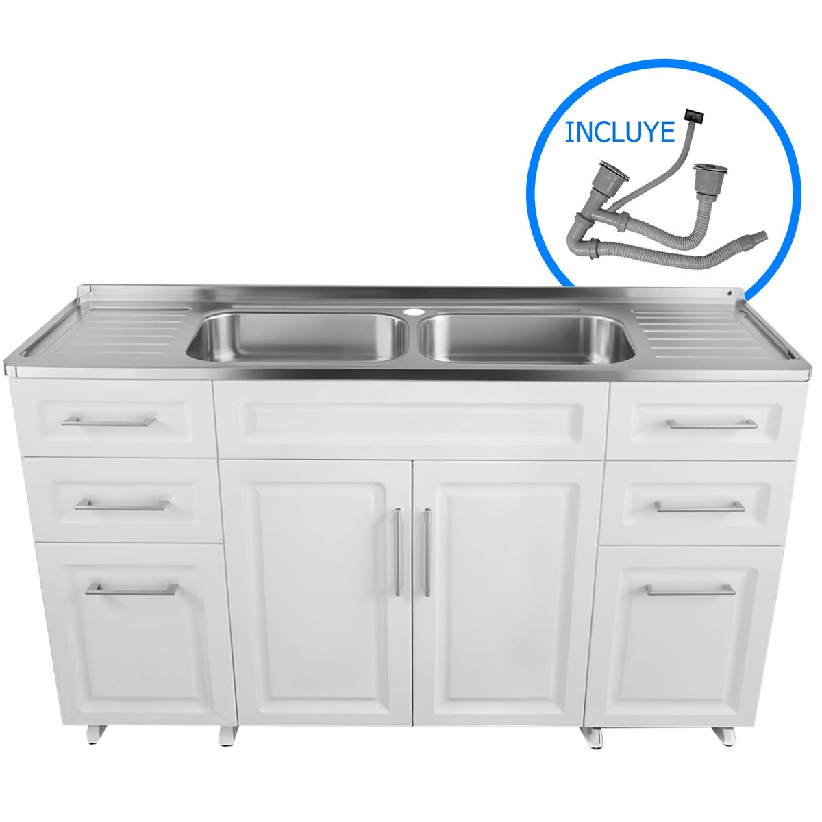 DOMSA - Kit mueble lavaplatos blanco 150x50x80 cm