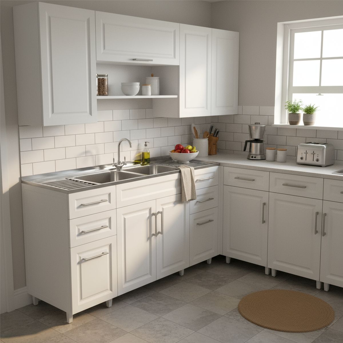 DOMSA - Kit mueble lavaplatos blanco 150x50x80 cm