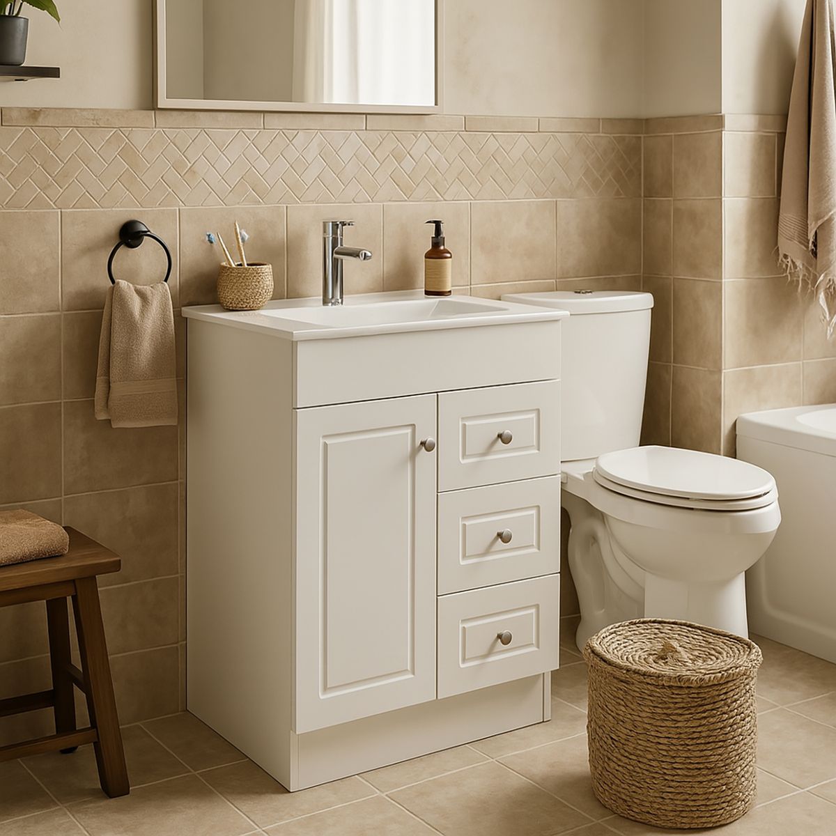 DOMSA - Kit mueble vanitorio B60-PHNB P 60x47x80 cm