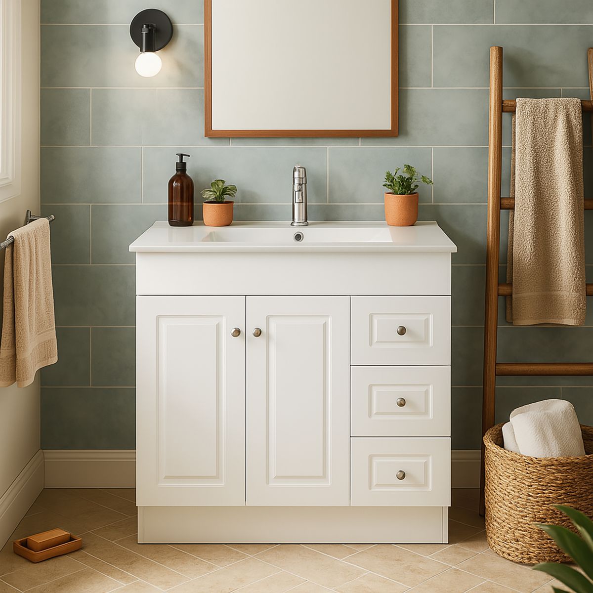 DOMSA - Kit mueble vanitorio B100PHD-B P 100x47x80cm