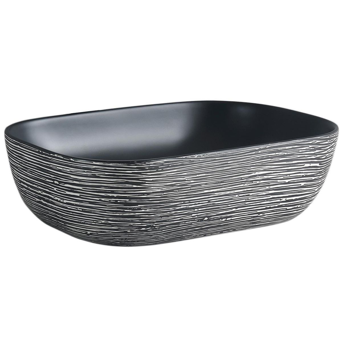 DOMSA - Lavamanos Sobrepuesto Forma Rectangular Loza 45.5x13.5x32 cm Negro/Blanco