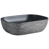 Lavamanos Sobrepuesto Forma Rectangular Loza 45.5x13.5x32 cm Negro/Blanco