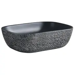 DOMSA - Lavamanos Sobrepuesto con Forma Rectangular Loza 45.5x13.5x32 cm Negro/Blanco