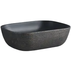 DOMSA - Lavamanos Sobrepuesto con Forma Rectangular Loza 45.5x13.5x32 cm Negro/Dorado