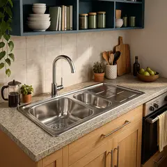 DOMSA - Lavaplatos Sobreponer 1 Cubeta(s) 100x23x50 cm Acero inoxidable