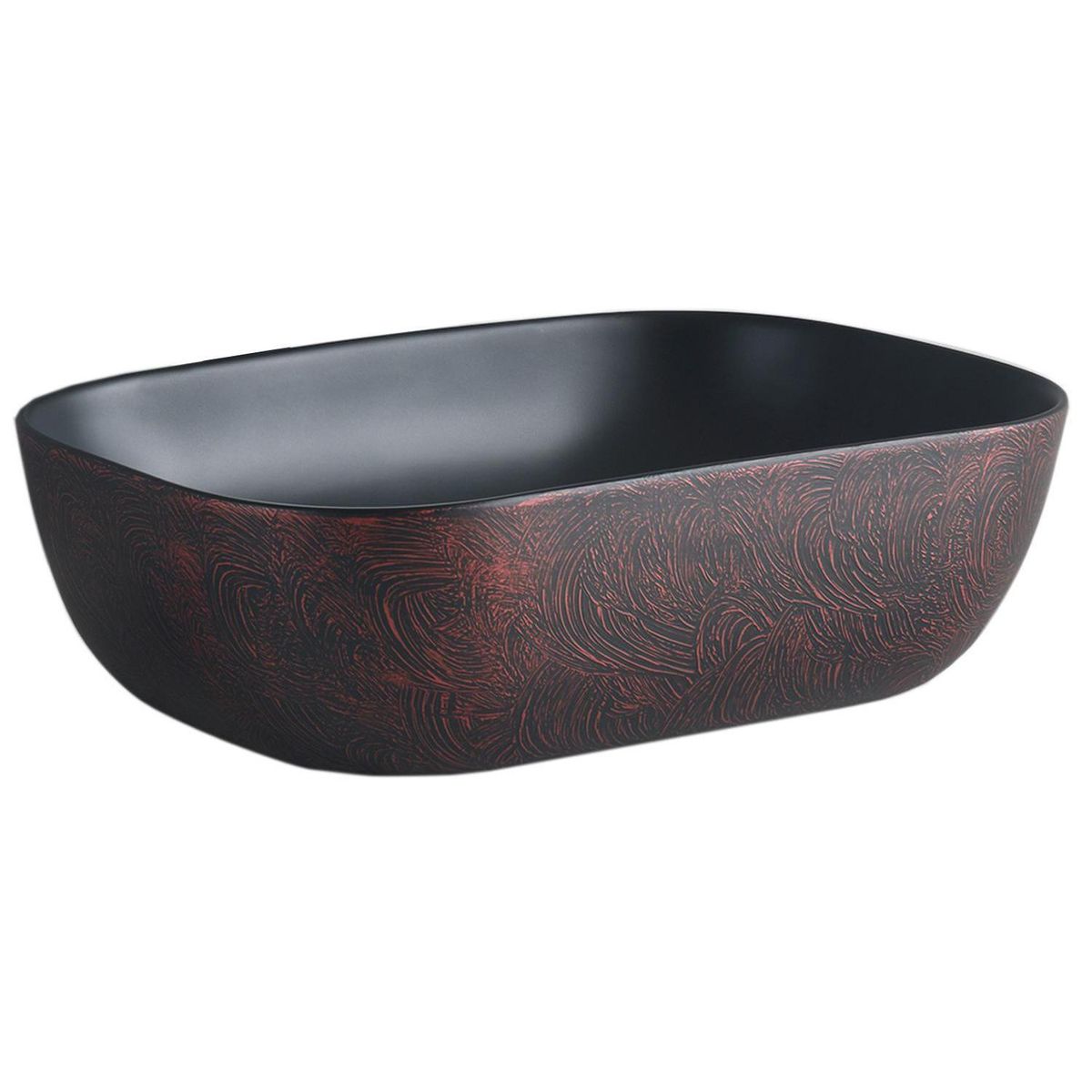 DOMSA - Lavamanos Sobrepuesto Forma Rectangular Loza 45.5x13.5x32 cm Negro/Burdeo