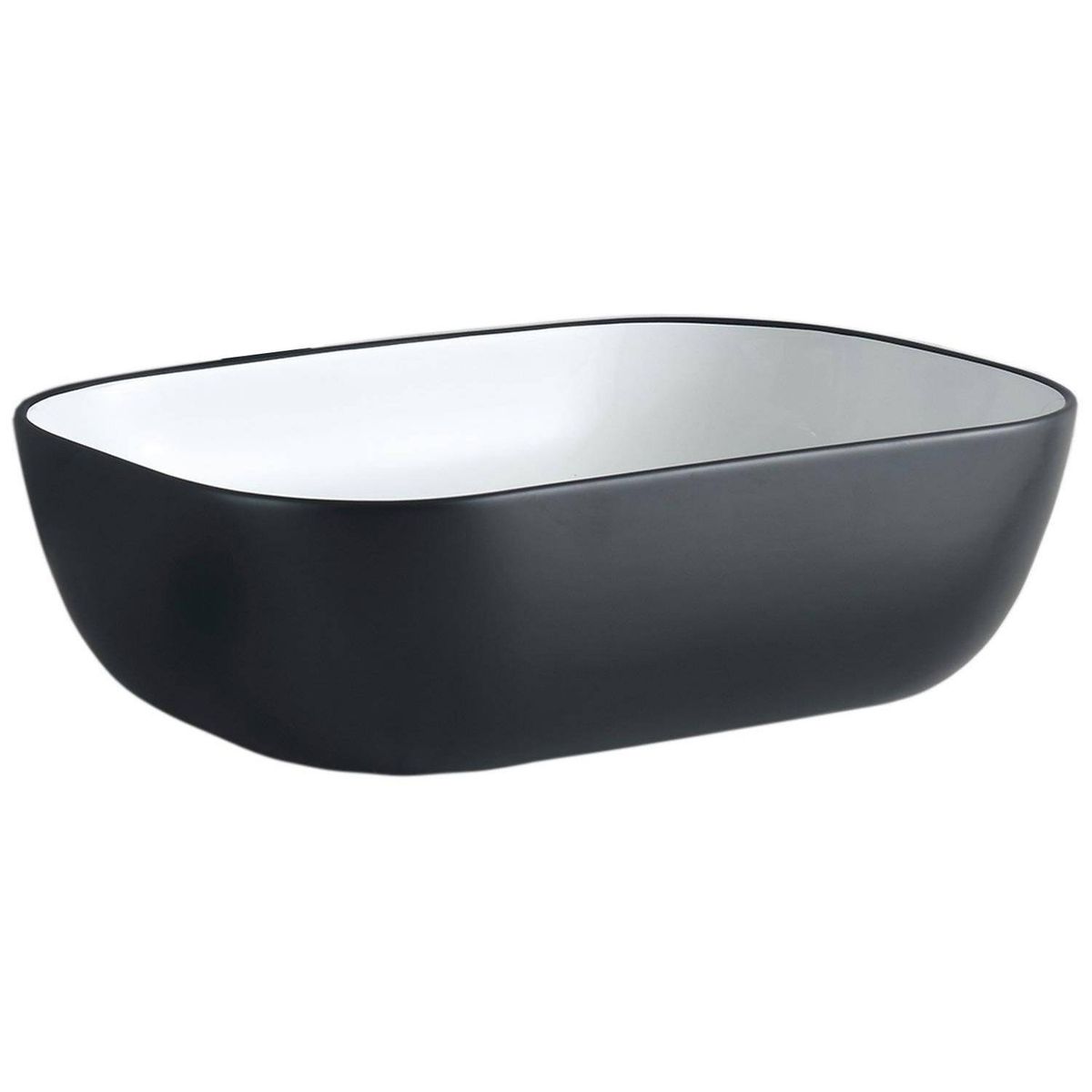 DOMSA - Lavamanos Sobrepuesto Forma Rectangular Loza 45.5x13.5x32 cm Negro/Blanco