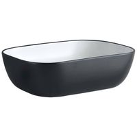 Lavamanos Sobrepuesto Forma Rectangular Loza 45.5x13.5x32 cm Negro/Blanco
