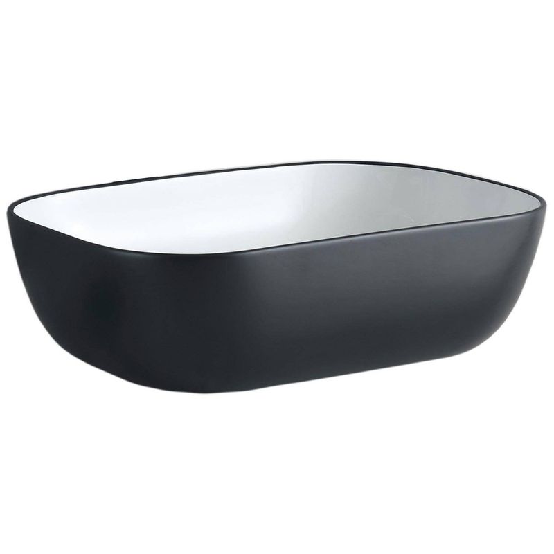 DOMSA - Lavamanos Sobrepuesto con Forma Rectangular Loza 45.5x13.5x32 cm Negro/Blanco