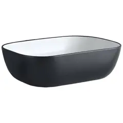 DOMSA - Lavamanos Sobrepuesto Forma Rectangular Loza 45.5x13.5x32 cm Negro/Blanco