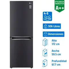 LG - Refrigerador Bottom Freezer 2 Puerta(s) No Frost 306 Litros Negro Matte Steel GB33BPT