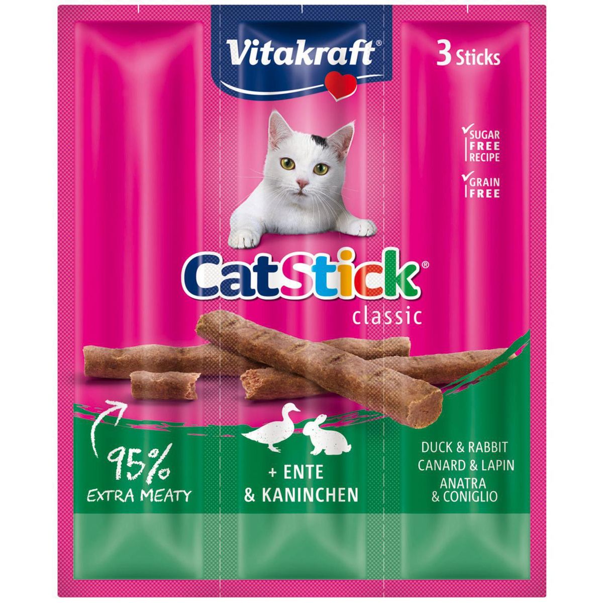 VITAKRAFT - Snack gato stick conejo y pato 18 gr
