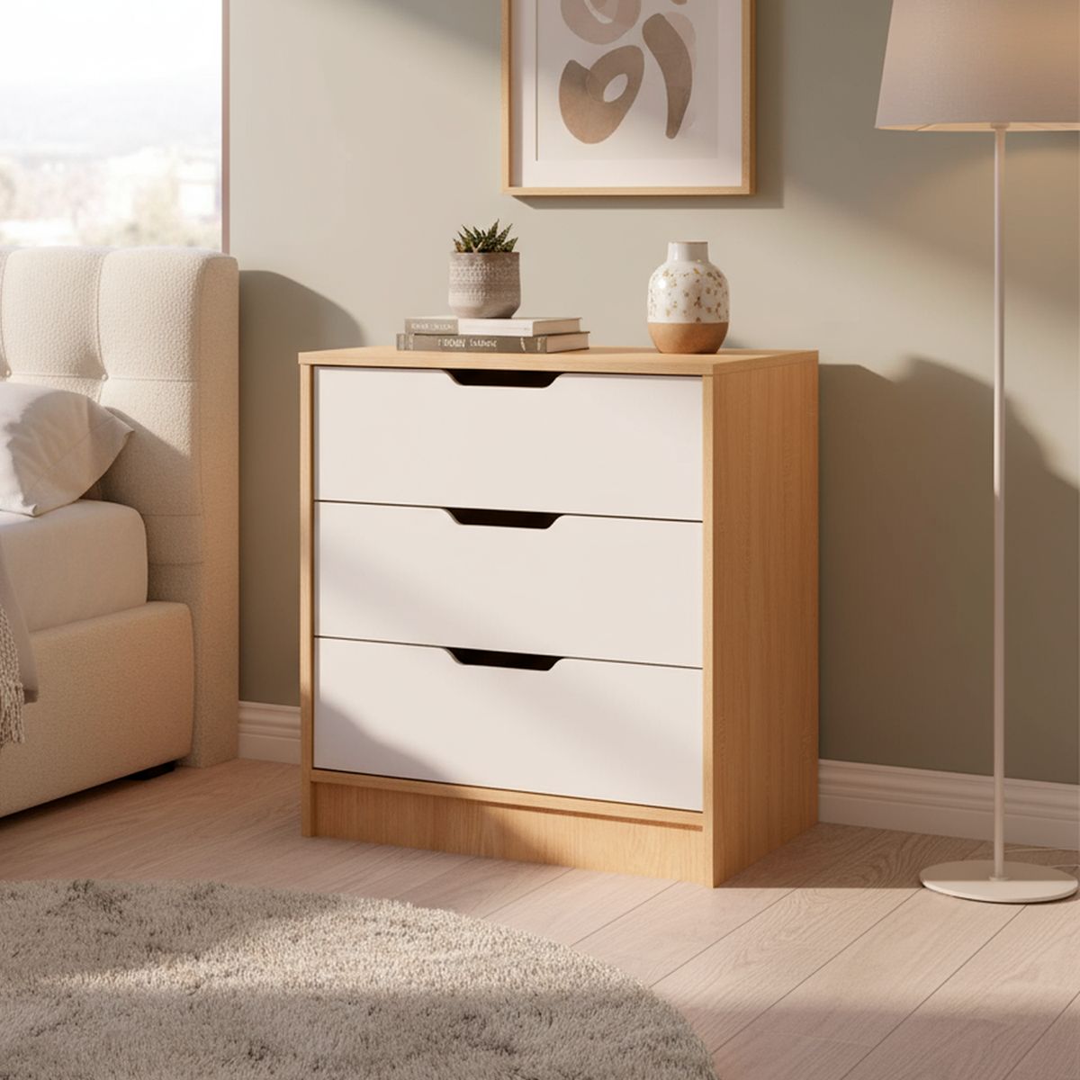 MOBIKIT - Cómoda 1 Cajón(es) Misuri 61.3x68x9 cm Carvalo-Blanco