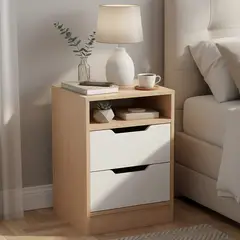 MOBIKIT - Velador 1 Cajón(es) Misuri 40x58x7 cm Carvalo-Blanco