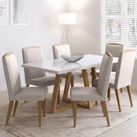 Juego de Comedor Mara 6 Sillas Mesa Rectangular 89,1x79,4x179,6 cm Blanco