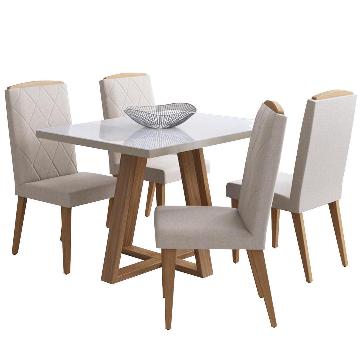 DECOCASA - Juego de Comedor Mara 4 Sillas Mesa Rectangular 79,4x89,1x115,1 cm Off White