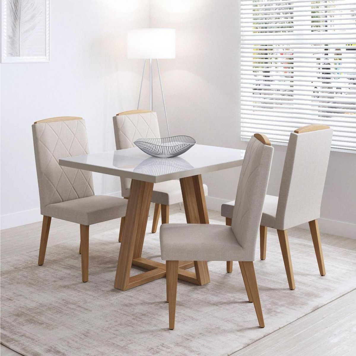 DECOCASA - Juego de Comedor Mara 4 Sillas Mesa Rectangular 79,4x89,1x115,1 cm Off White