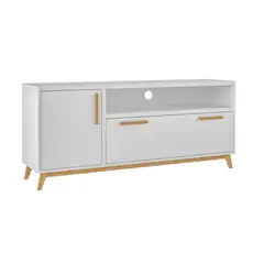 HOME MOBILI - Rack Tv 52" 2PtasBlanco-Roble MDP58,5x135,2x35,1cm