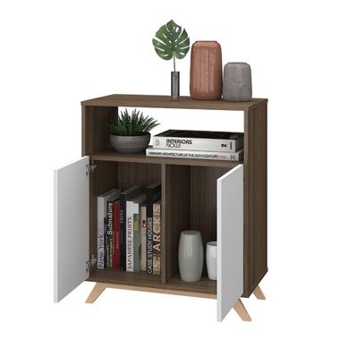 Arrimo 2 Puertas Blanco-Roble MDP 80,5x90x35 cm